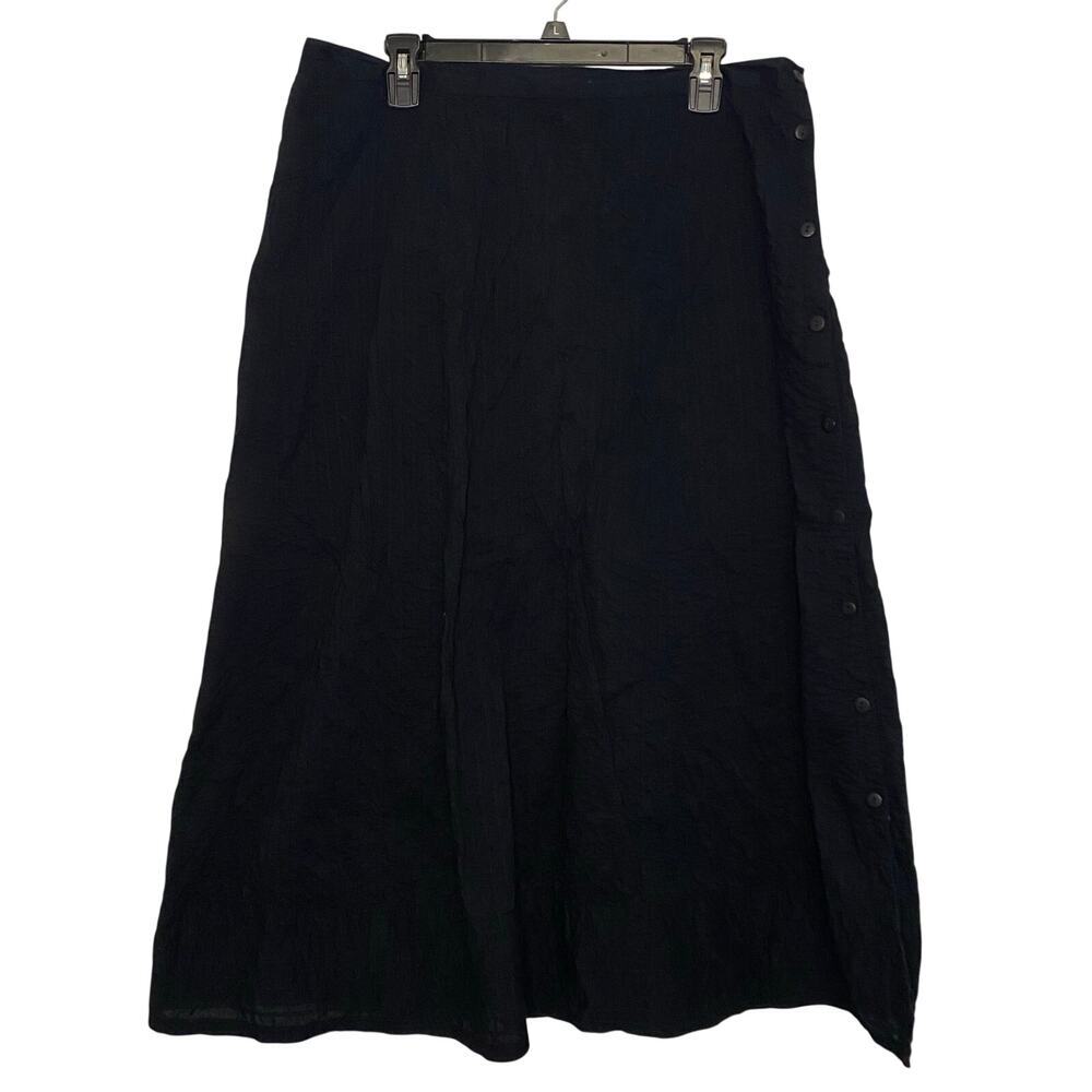 April Cornell Black Maxi Skirt Size XL Peasant Grunge Punk Academia Lined Button